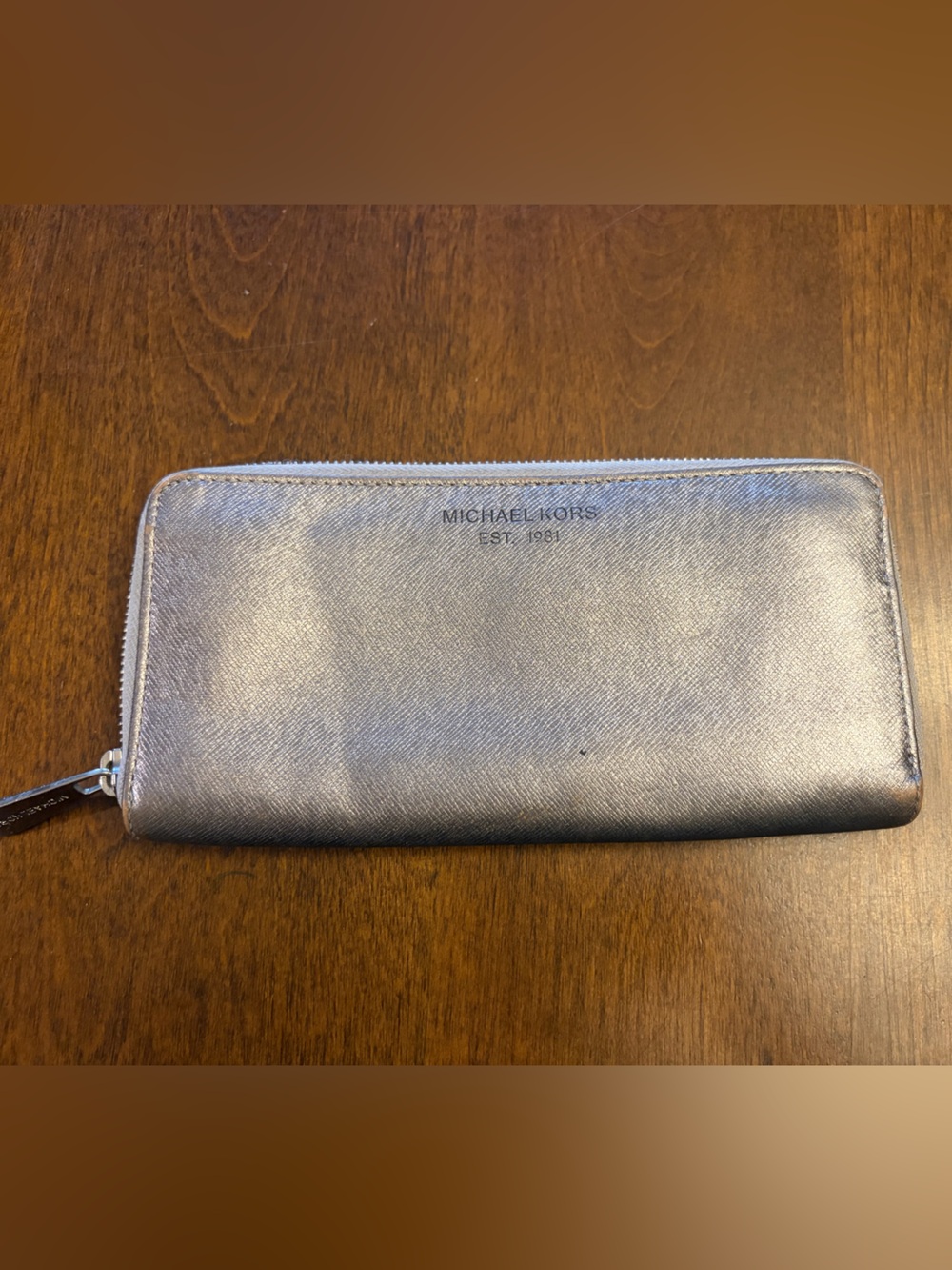 Michael Kors Metallic Silver Zip Wallet for Men